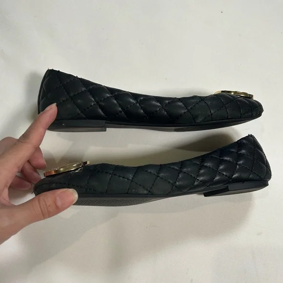Tory Burch black quilted leather Benton ballet flats - Picture 7 of 15